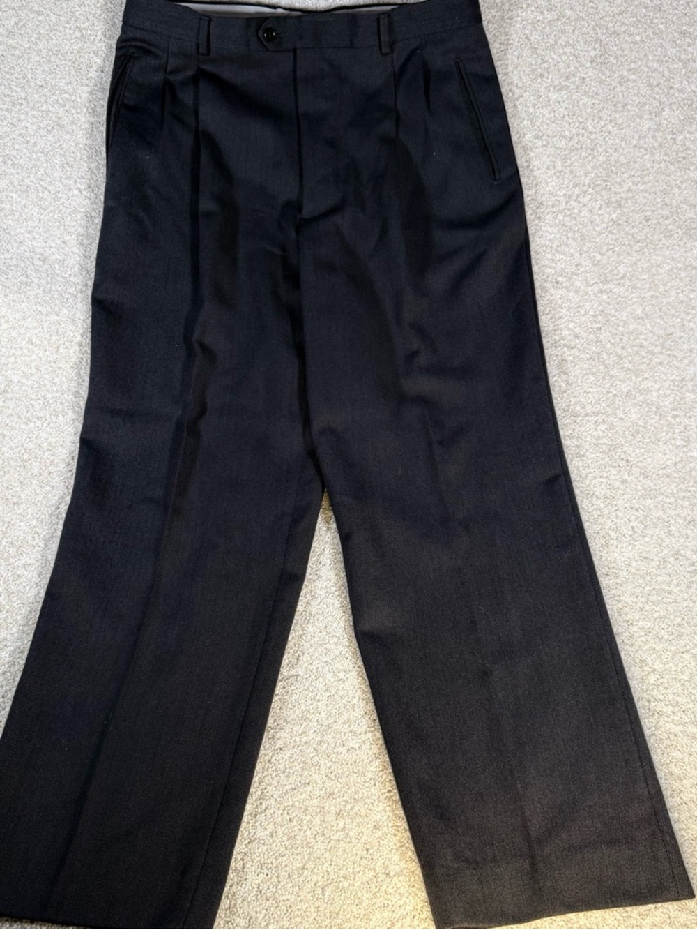 Vintage Italian Men’s Dress Pants 35x30 Gray Wool Pleated Tailored Trouser